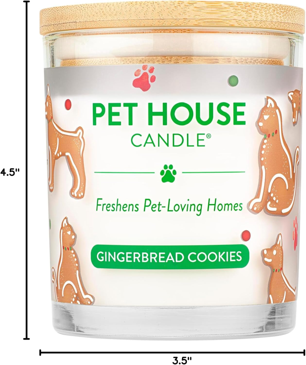 Pet House Christmas Candles, Long Lasting, Clean Burning, Soy Wax Scented Pet Odor Candles, Gingerbread Cookies