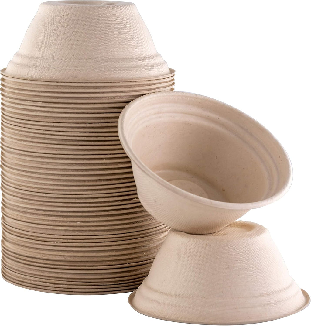 Vet-Grade Biodegradable Disposable Pet Bowls Bulk 50Pk 8Oz/1 Cup. Recycled Wheatstalk Material, Non-Toxic Food and Water Dishes for Puppies, Small Dogs or Cats. Sturdy and Leakproof for Healthy Pets!