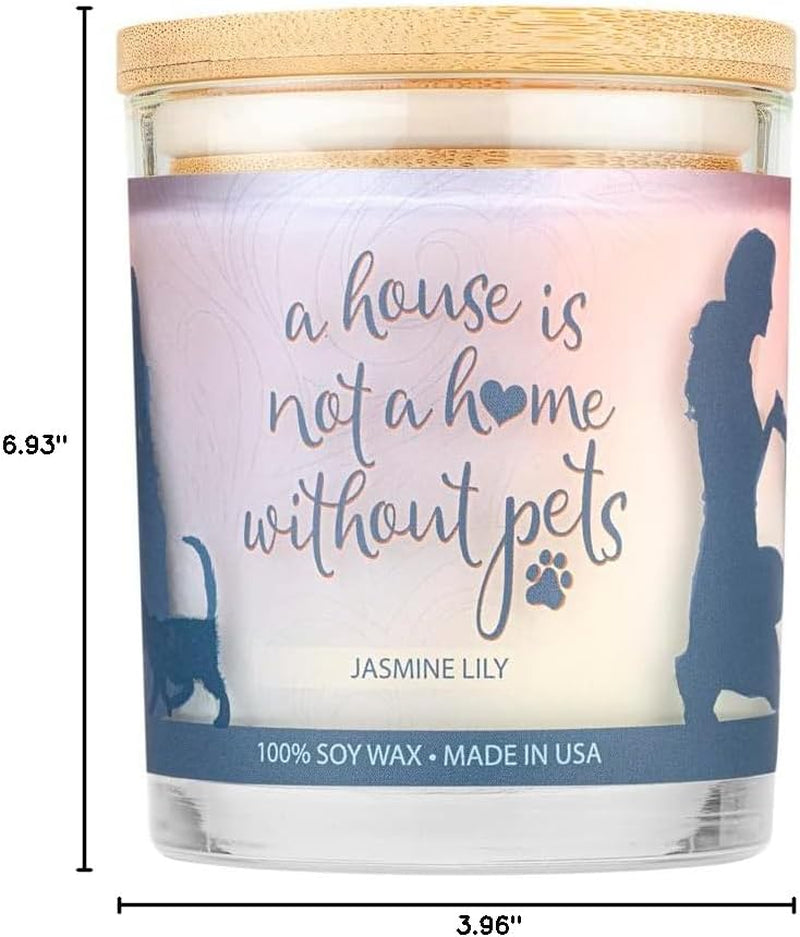 Pet House Sentiments Candle - Jasmine Lilly - Gift for Pet Lover - Pet Odor Eliminator Candle - Plant-Based Wax Candles - Non-Toxic - Pet-Friendly