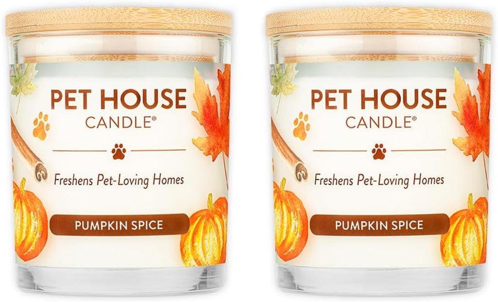 Pet House Fall Candles, Long Lasting, Clean Burning, Soy Wax Scented Candles for Pet Odor, Pumpkin Spice, 2 Pack