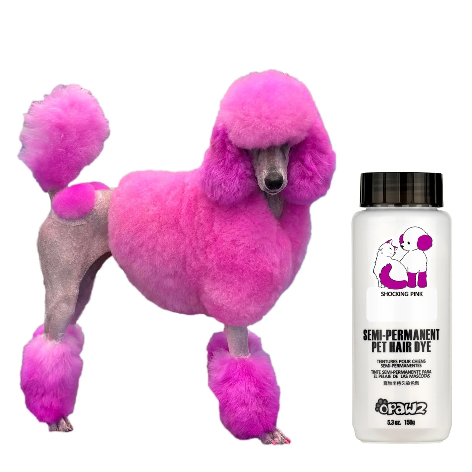 Semi-Permanent Dog Hair Dye, Non-Toxic Pet Hair Dye for Dogs, Cats and All Pets Can Be Bathed (Shocking Pink)