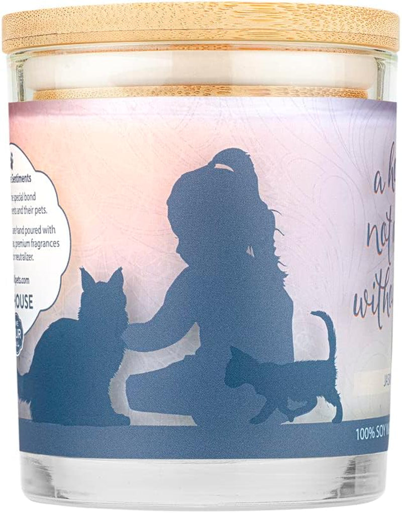 Pet House Sentiments Candle - Jasmine Lilly - Gift for Pet Lover - Pet Odor Eliminator Candle - Plant-Based Wax Candles - Non-Toxic - Pet-Friendly