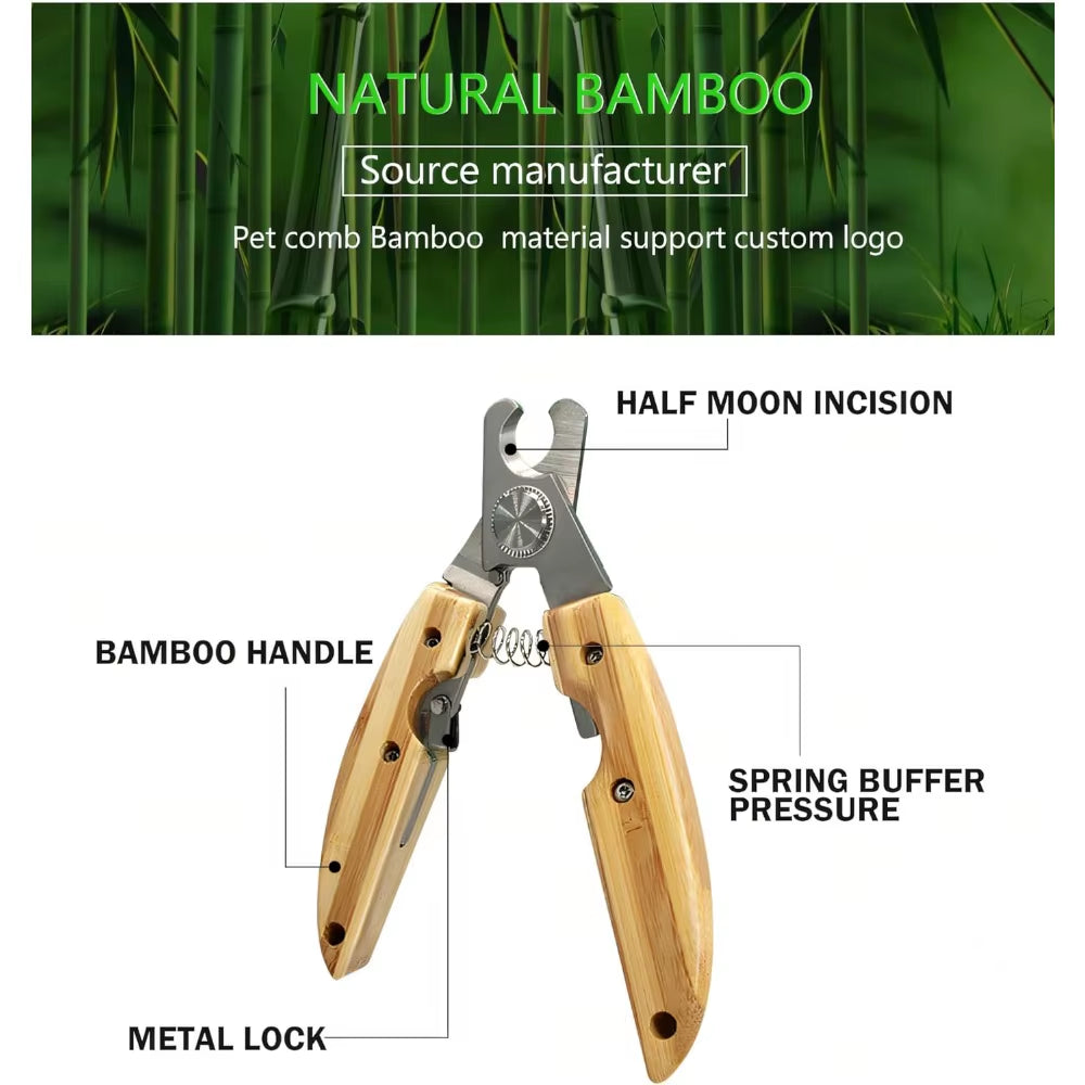 Nail Clippers for Dogs and Cats - Pet Grooming Tool with ABS Handle and Stainless Steel Blade, Eco-Friendly Bamboo Look, Safe Gr