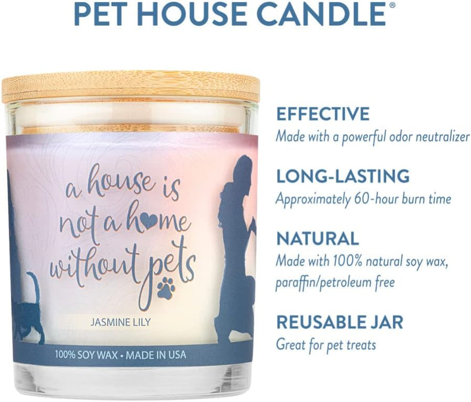 Pet House Sentiments Candle - Jasmine Lilly - Gift for Pet Lover - Pet Odor Eliminator Candle - Plant-Based Wax Candles - Non-Toxic - Pet-Friendly