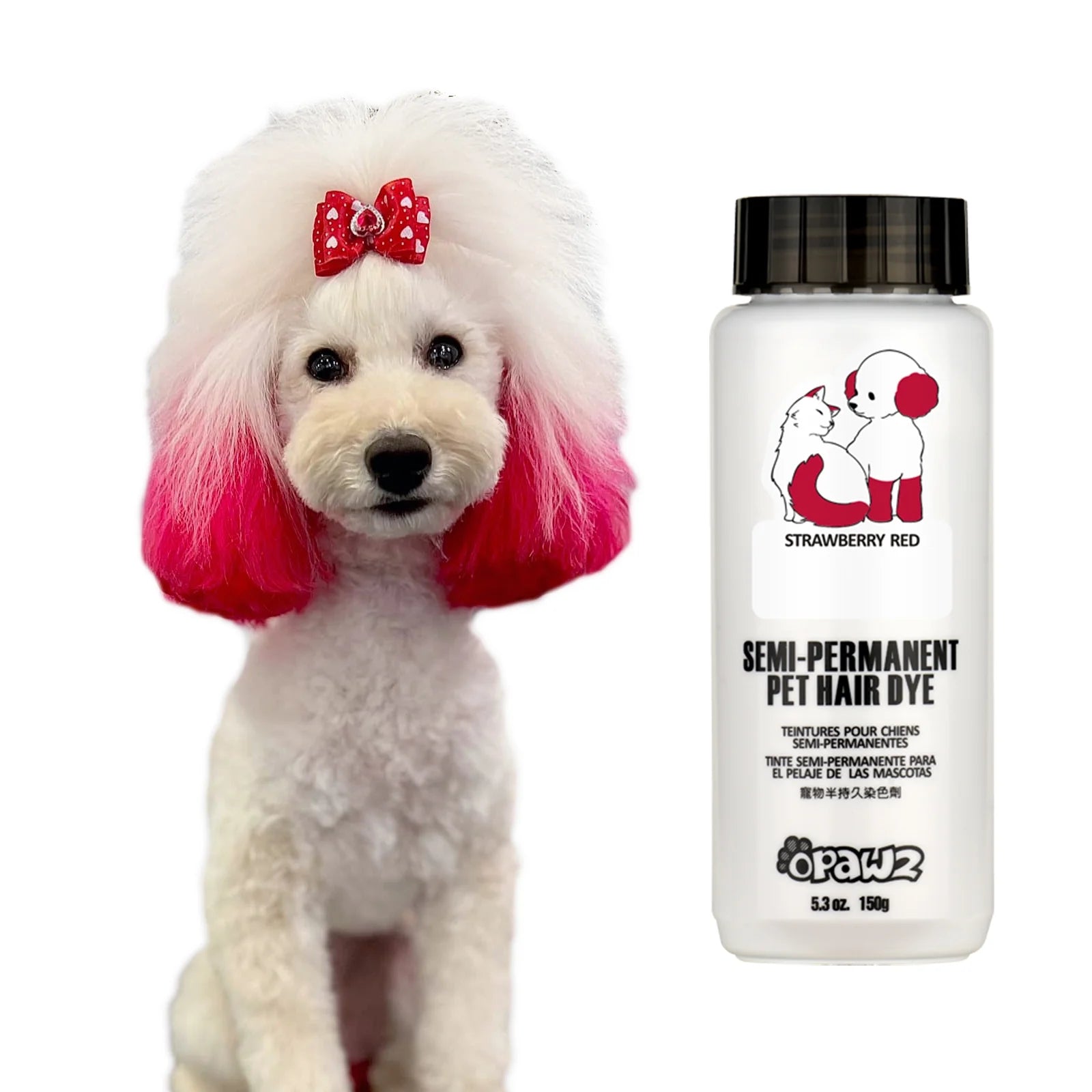 Semi-Permanent Dog Hair Dye, Non-Toxic Pet Hair Dye for Dogs, Cats and All Pets Can Be Bathed (Strawberry Red)