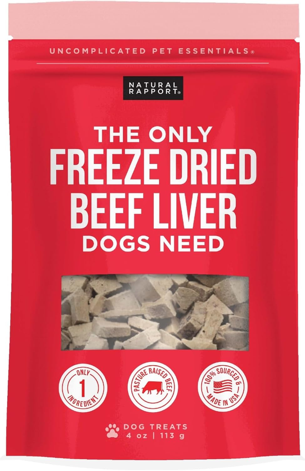 Beef Liver Dog Treats - the Only Freeze Dried Beef Liver Dogs Need - Grain-Free Beef Bites, Dog Treats for Small and Large Dogs (4 Oz.)